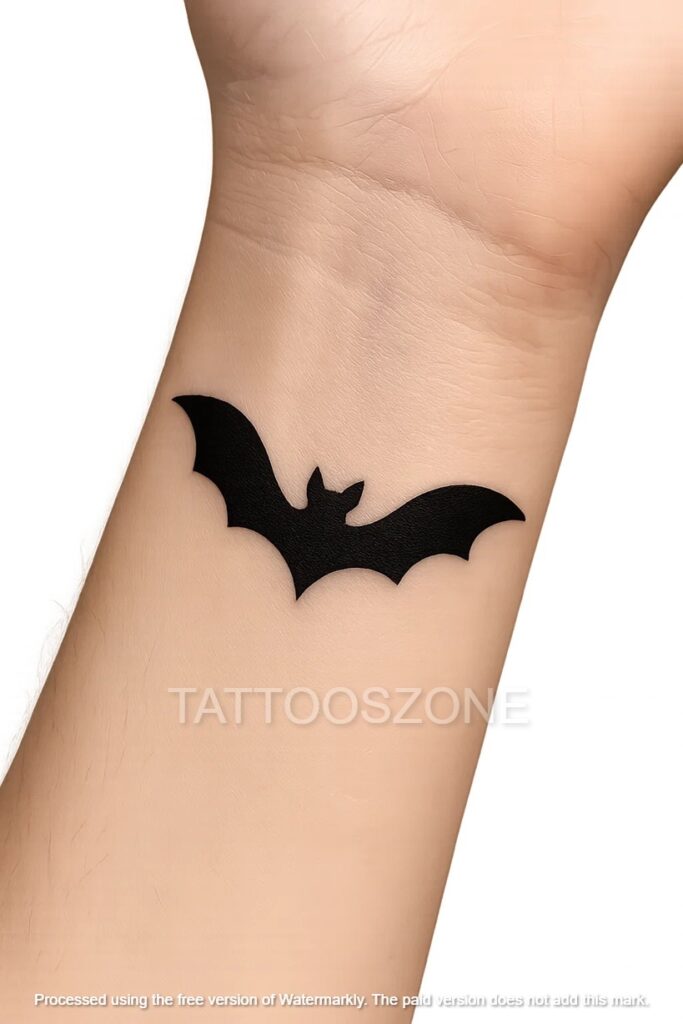 Bat tattoo on inner wrist