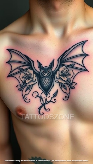 Bat with wings on chest