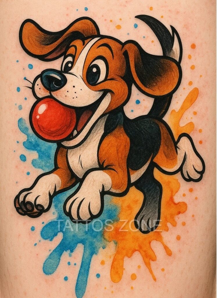 Beagle colorful tattoo