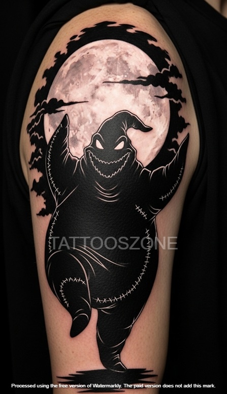 Black silhouette oogie boogie tattoo