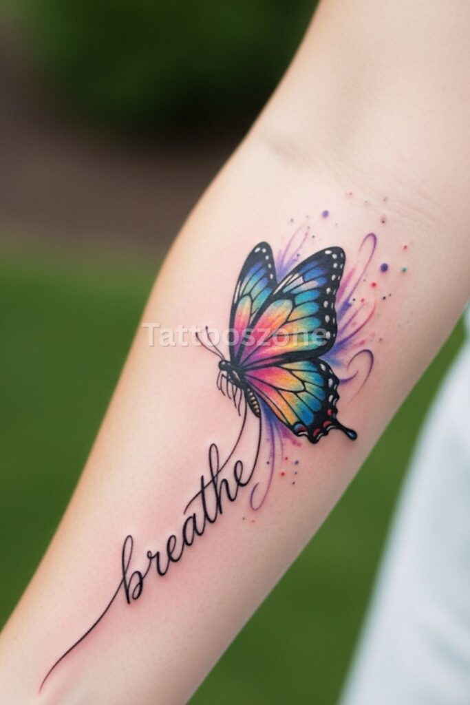 Butterfly with a Quote Tattoo