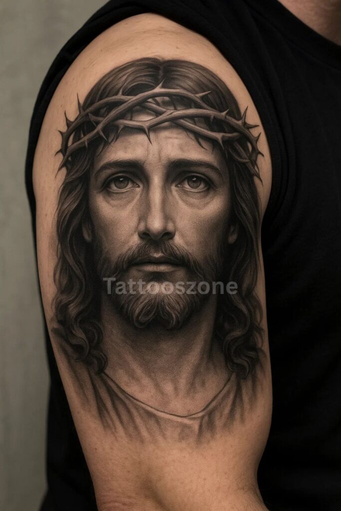 Classic Jesus Portrait Tattoo