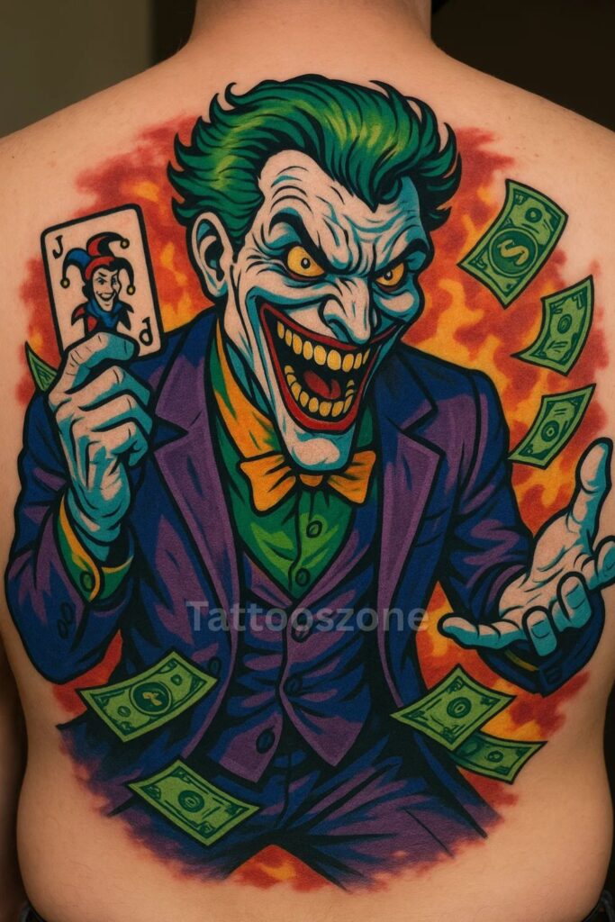 Comic Book Joker tattoo