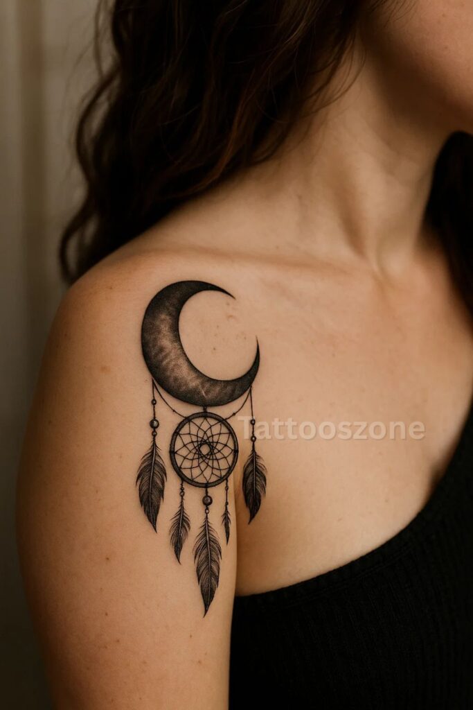 Crescent Moon and Dreamcatcher Fusion