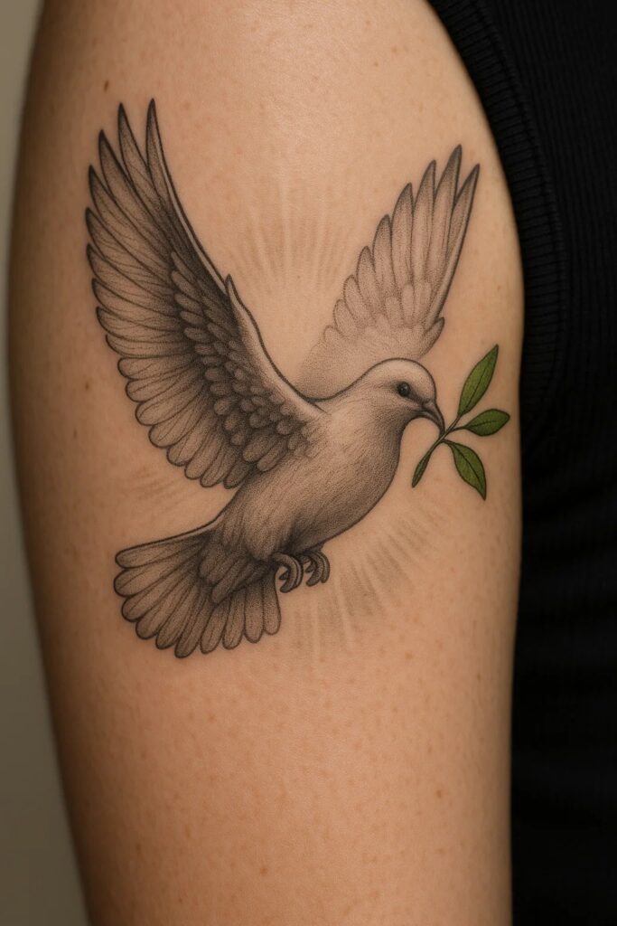 Dove with Olive leaf tattoo design