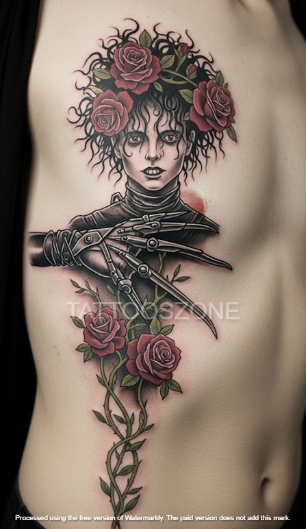 Edward with flowers and fingers on ribcage