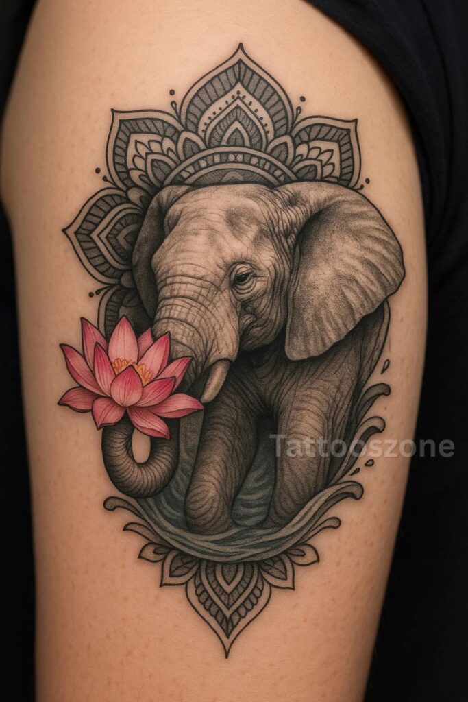 Elephant with Lotus