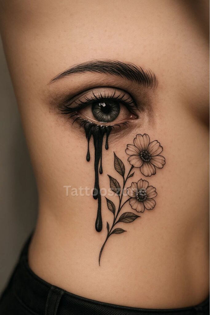 Eye Crying Flowers tattoo design