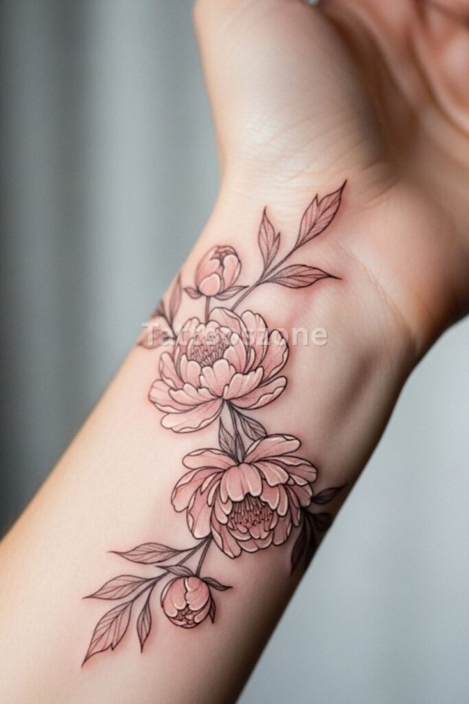 Fine-Line Peony Wrist Wrap
