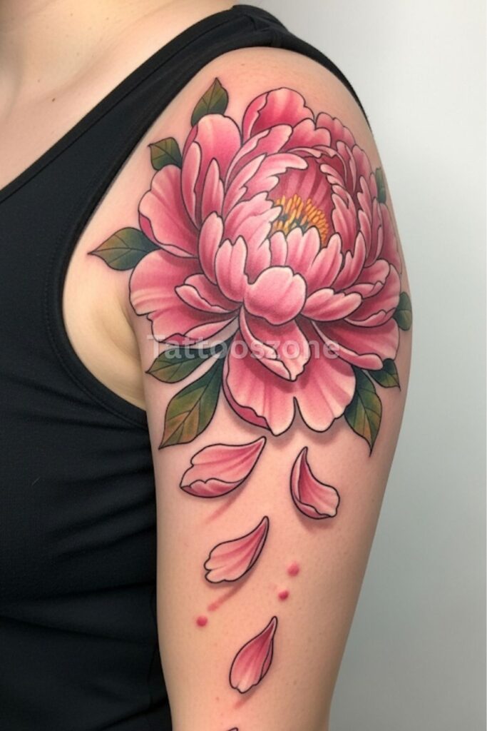 Floating Peony Petals tattoo