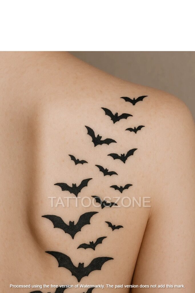 Flying bat tattoo on chest