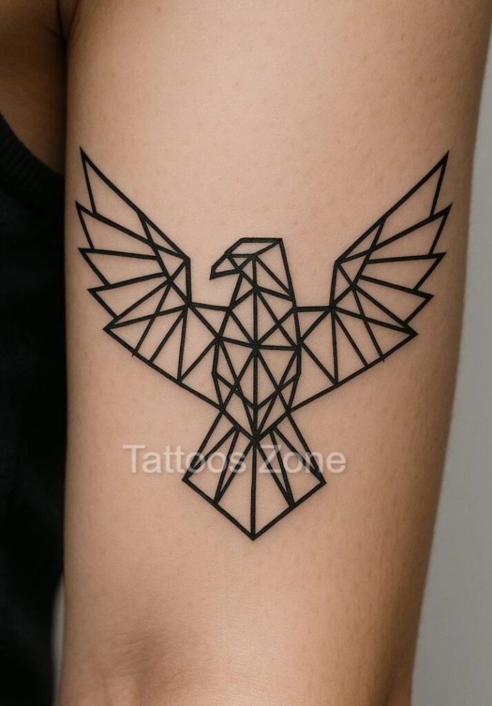 Geometric eagle tattoo on arm