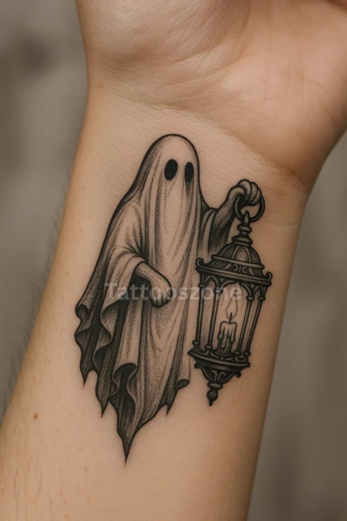 Ghost With Lattern tattoo