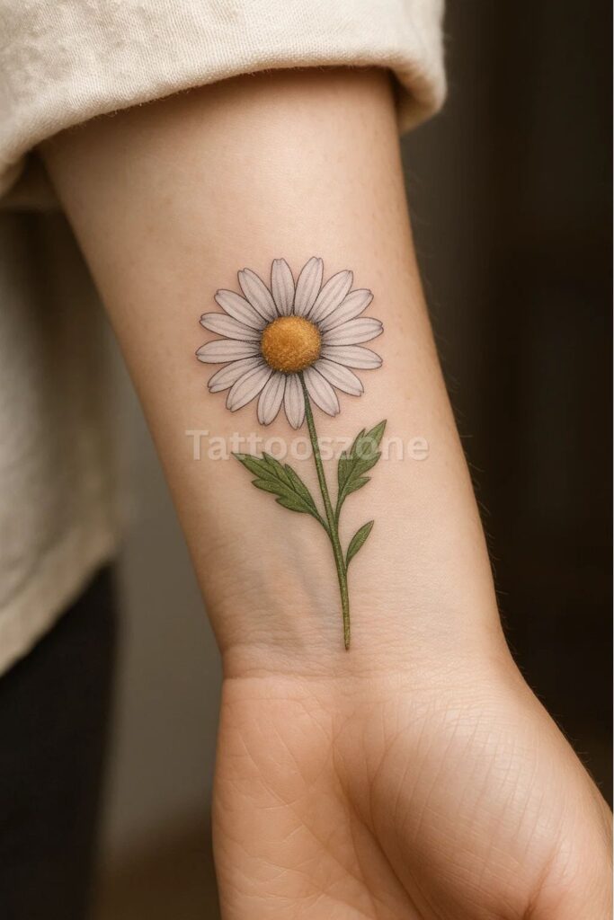 Inspiring Daisy Tattoo on wrist