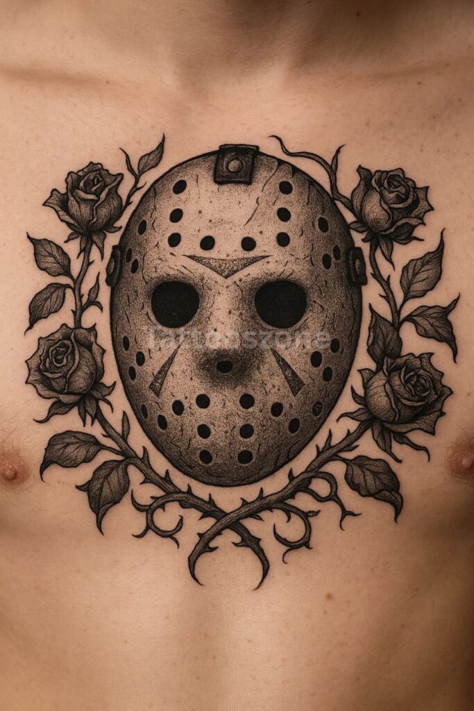 Jason’s mask tattoo