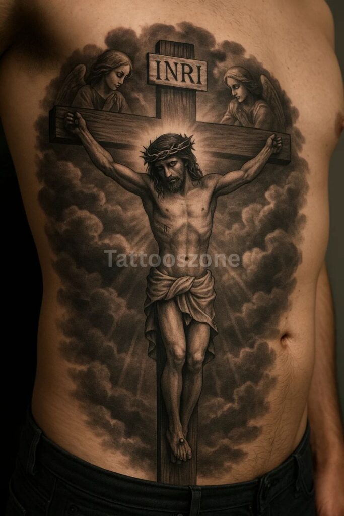Jesus on the Cross Scene tattoo