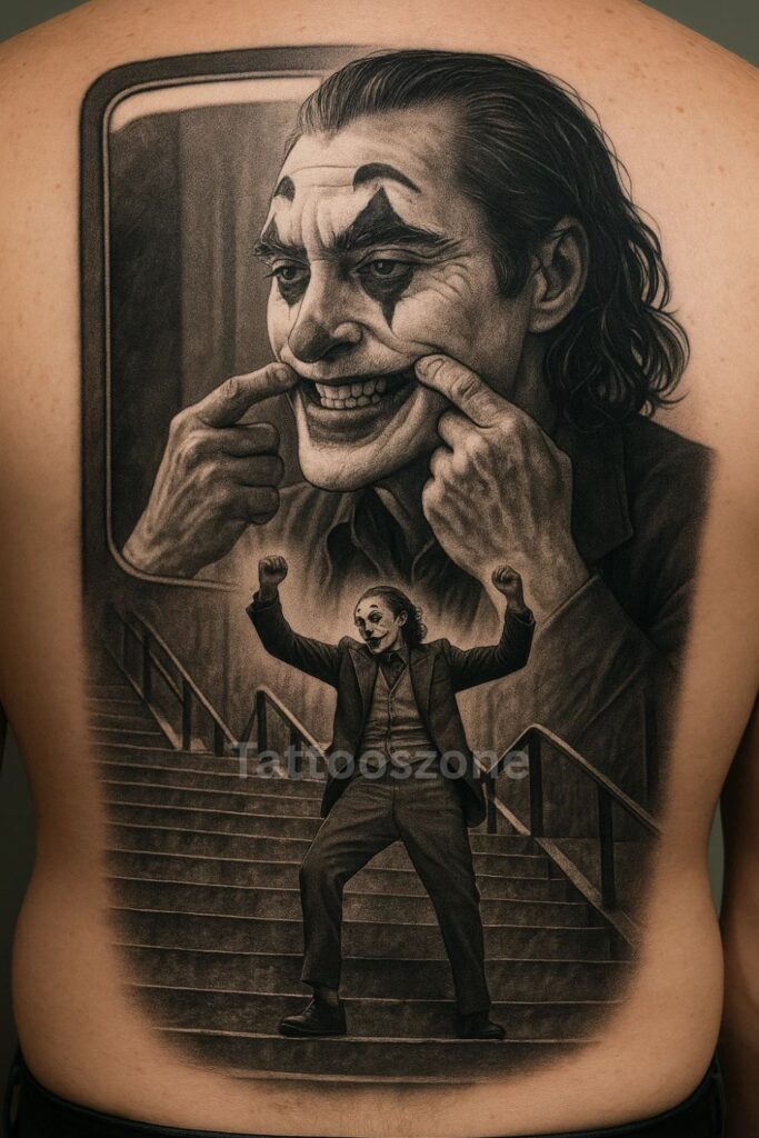 Joaquin Phoenix Joker Transformation tattoo