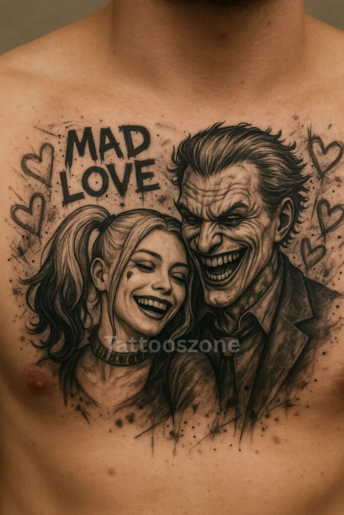 Joker and Harley Quinn Couple Tattoo