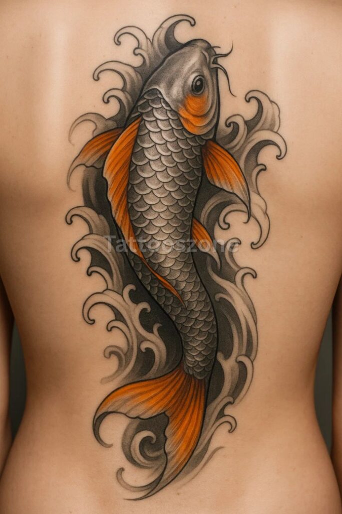 Koi Swimming Upstream tattoo