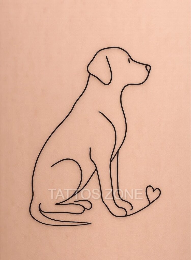 Minimal single line labrador tattoo