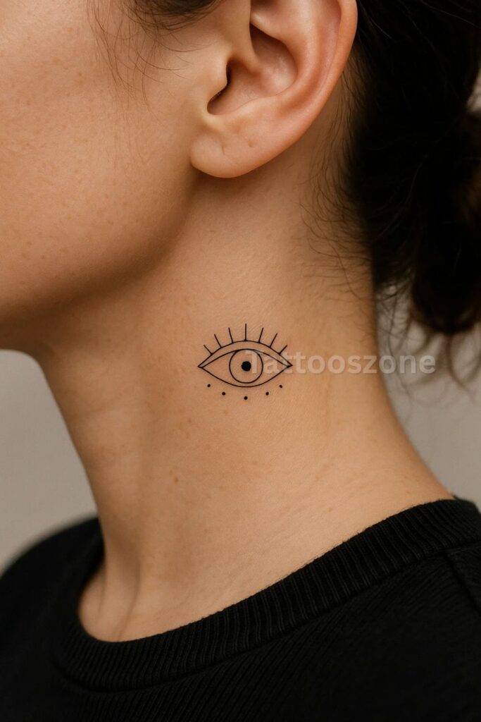 Minimalist Evil Eye Linework tattoo
