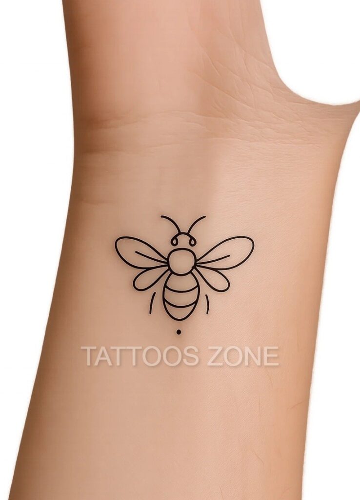 Minimalist bumblebee tattoo on wrist
