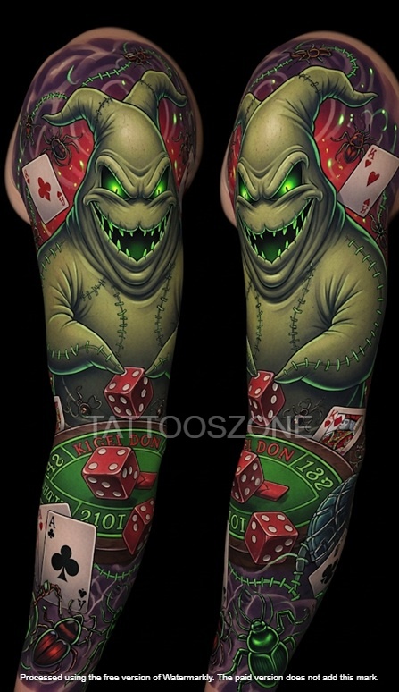 Oogie tattoo on both sleeves