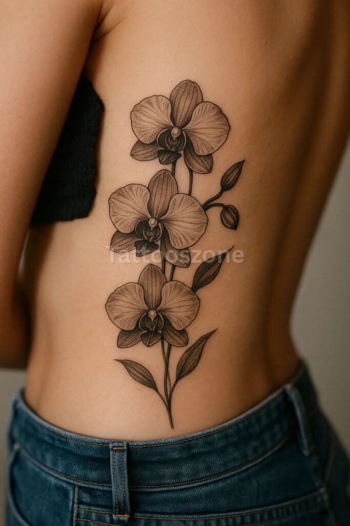 Orchid Tattoo on side ribs