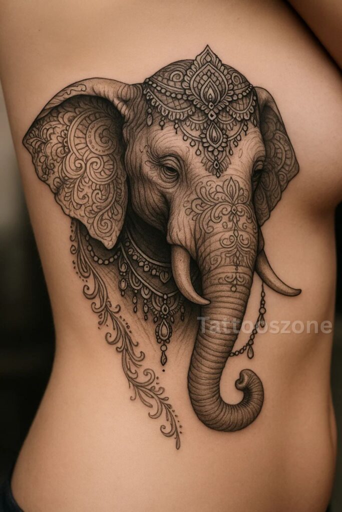 Ornamental and Decorative Elephant Tattoo
