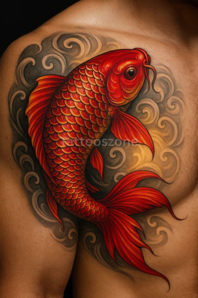 Red and Gold Koi Design tattoo