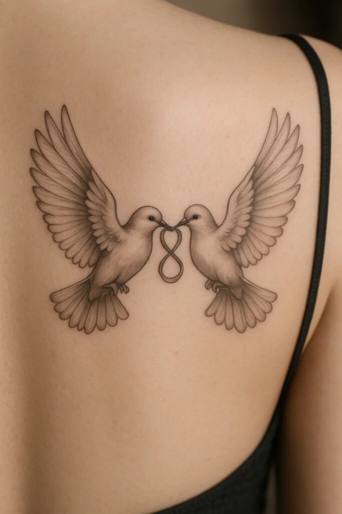 Stunning dove infinity tattoo for women