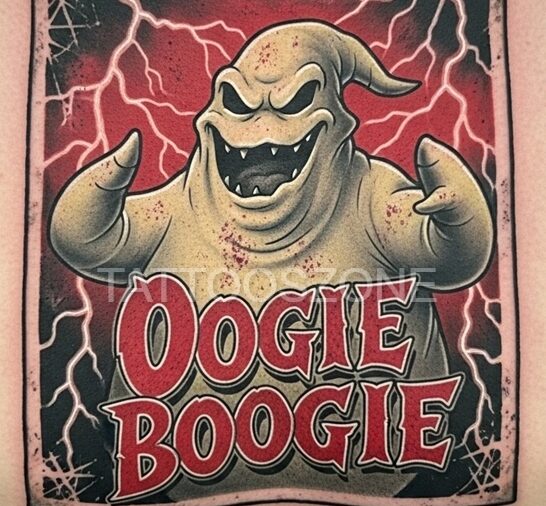 Vintage horror oogie boogie tattoo on chest