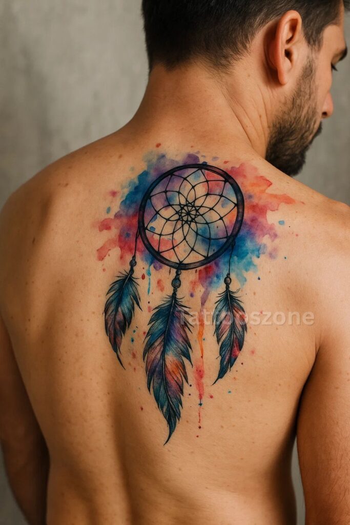 Watercolor Dreamcatcher Tattoo