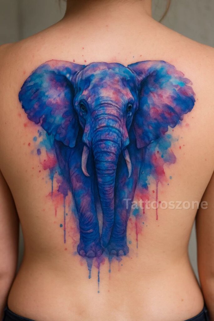 Watercolor Elephant Tattoo