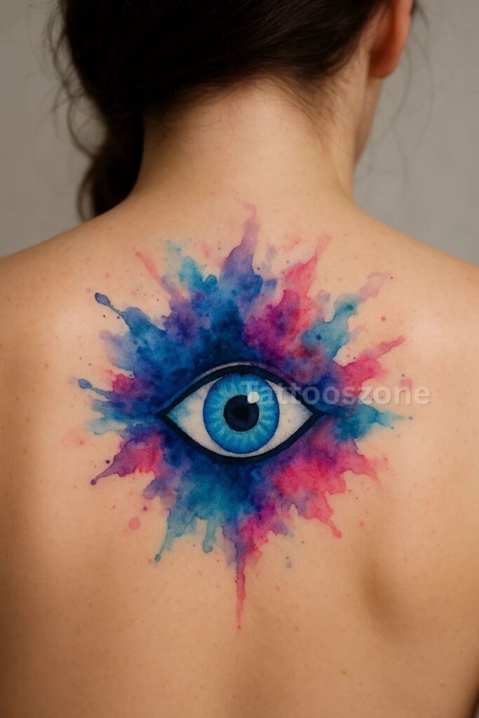 Watercolor Evil Eye Design tattoo