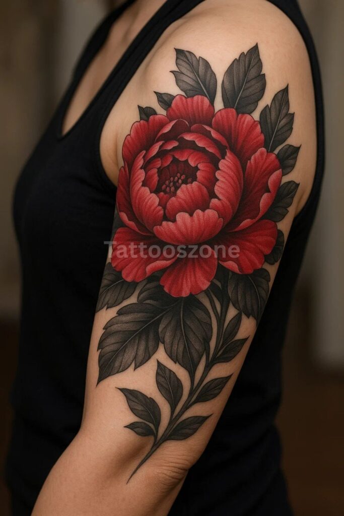 glamorous Peony Tattoo