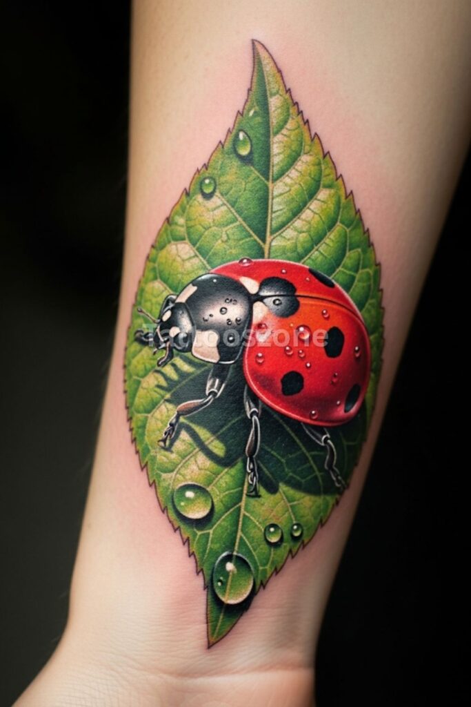 hyperrealistic ladybug tattoo