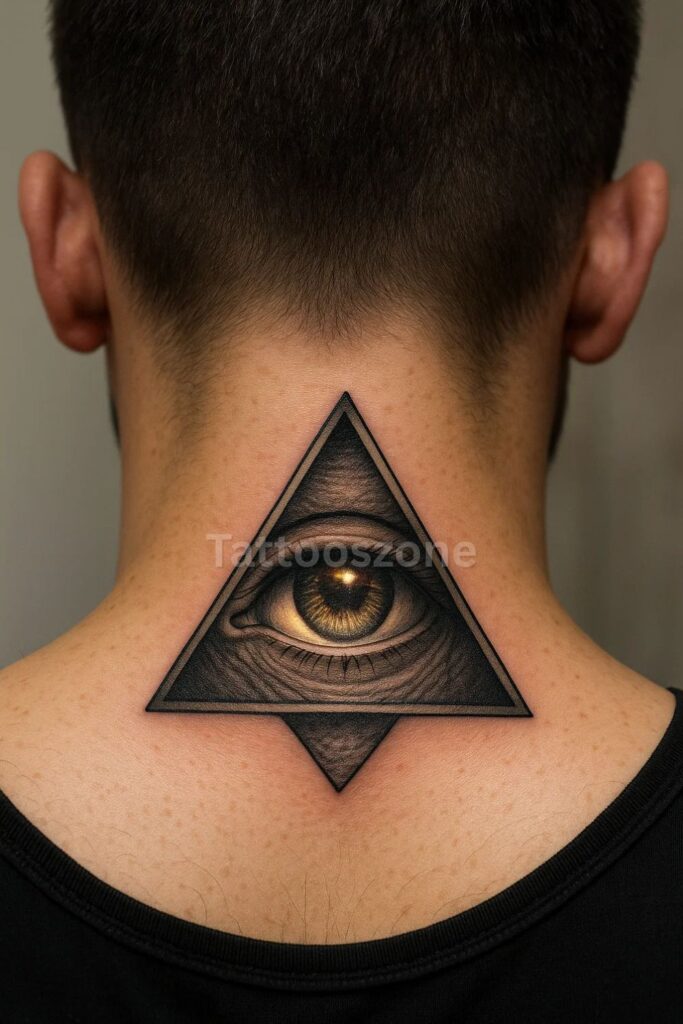 triangle themed eye tattoo