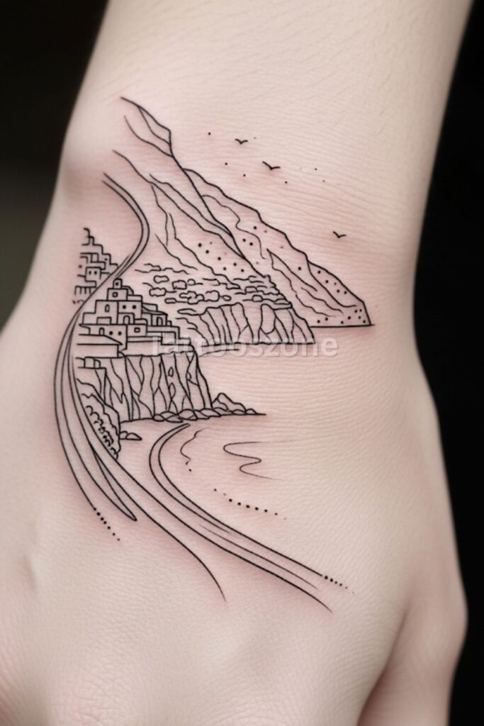 Amalfi Coastline Curve tattoo
