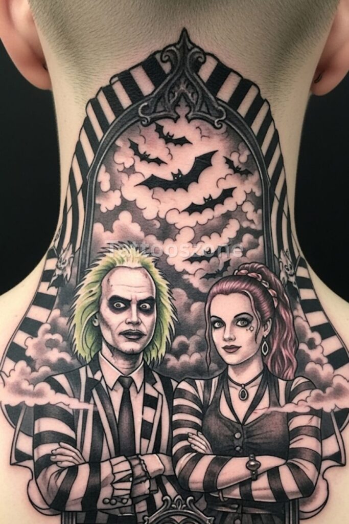 Beetlejuice & Lydia Duo Piece tattoo