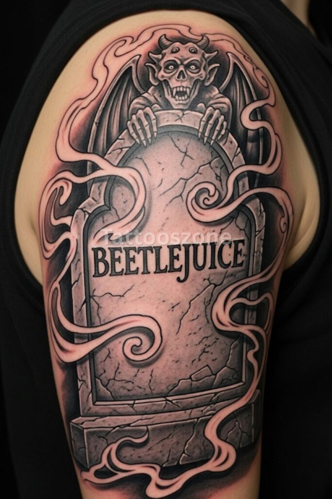 Beetlejuice Tombstone tattoo