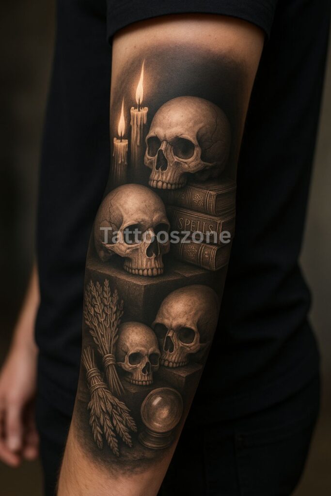 Candlelit Altar With Skulls