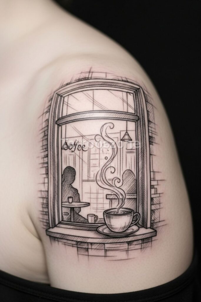 Coffee Shop Window tattoo