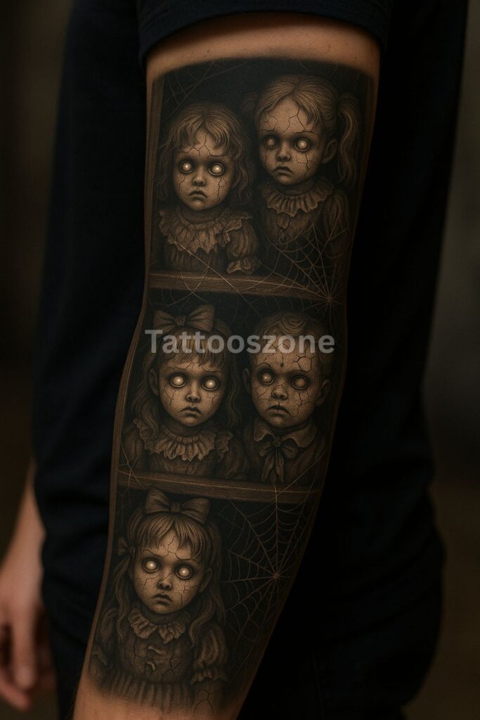 Cursed Doll Shelf Tattoo