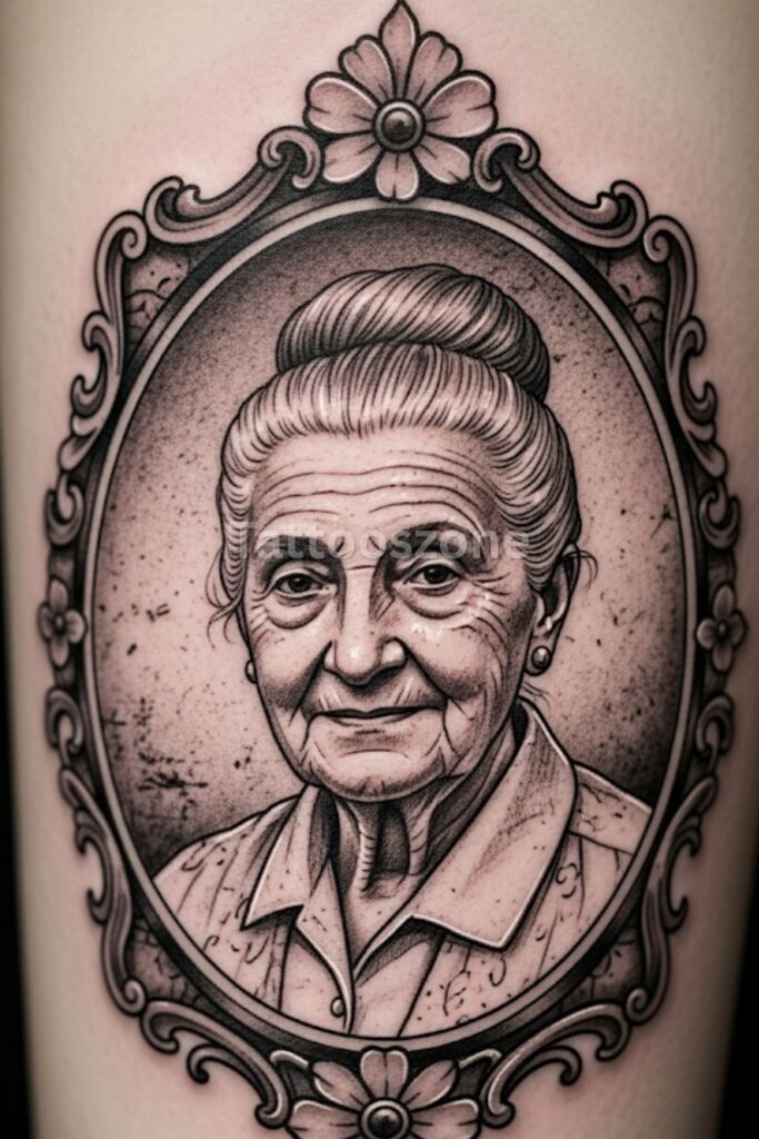 Framed Portrait of Nonna tattoo