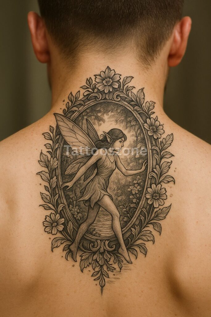 Garden Mirror Portal Faerie tattoo