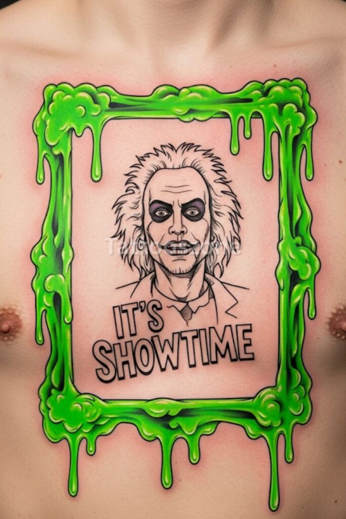 Green Slime Drip Frame tattoo design