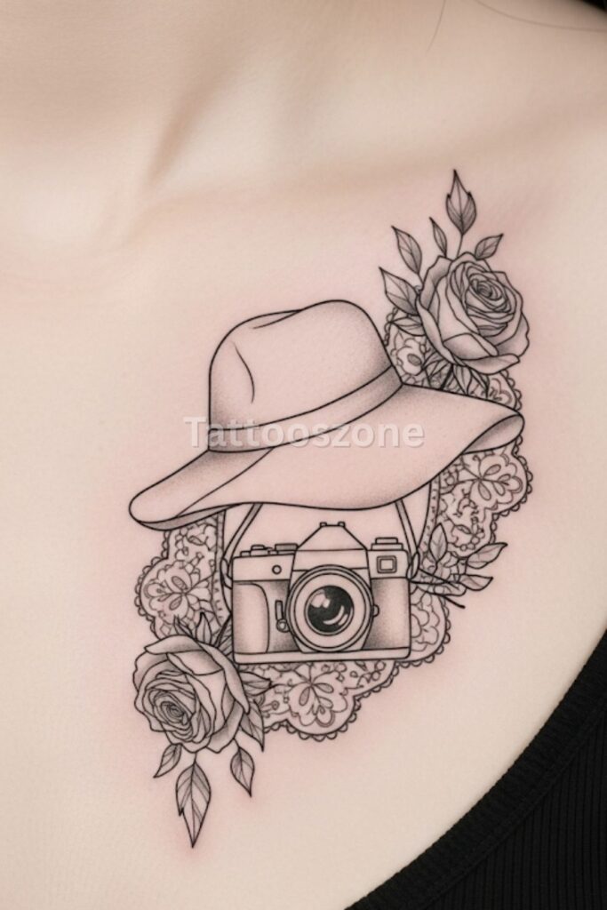 Lydia’s Camera and Hat tattoo