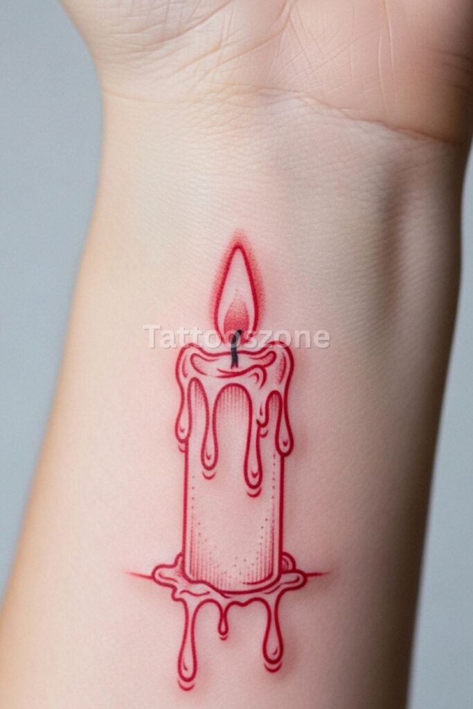 Minimalist Red Candle tattoo