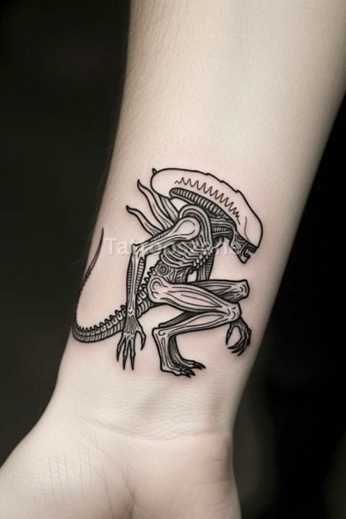 Minimalist Xenomorph Silhouette